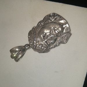 Jesus Christ sterling silver 925 rhinestone CZ pendant charm